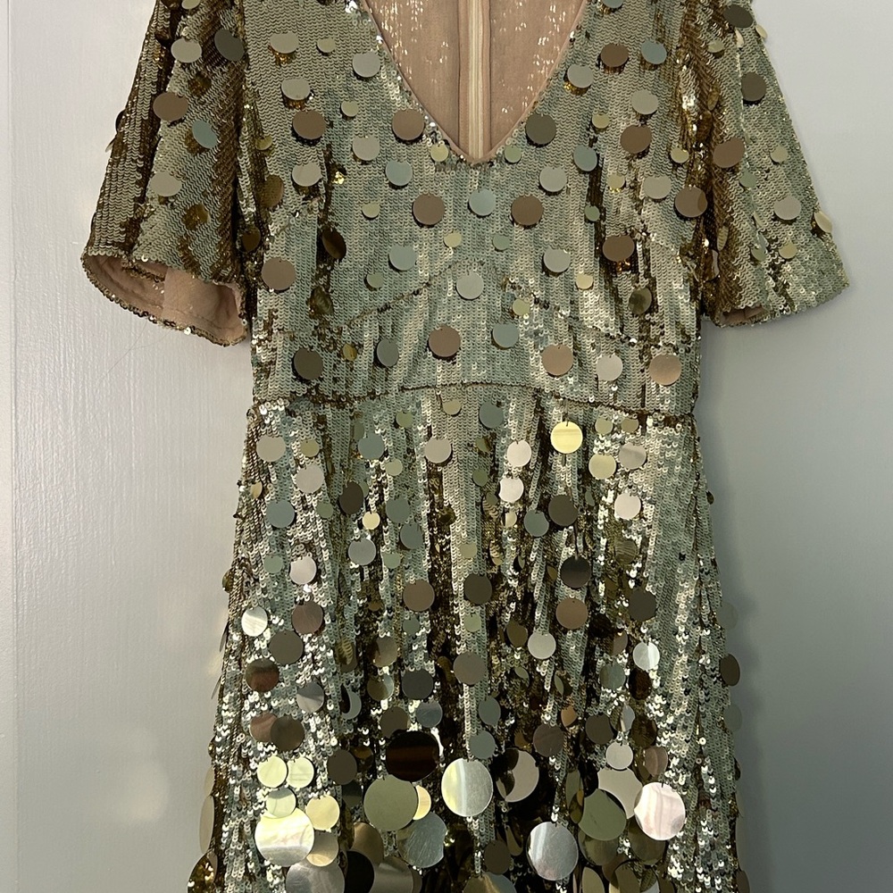 NWOT Boston Proper Size 8 Gold Sequin Women's Dress - Picture 4 of 9